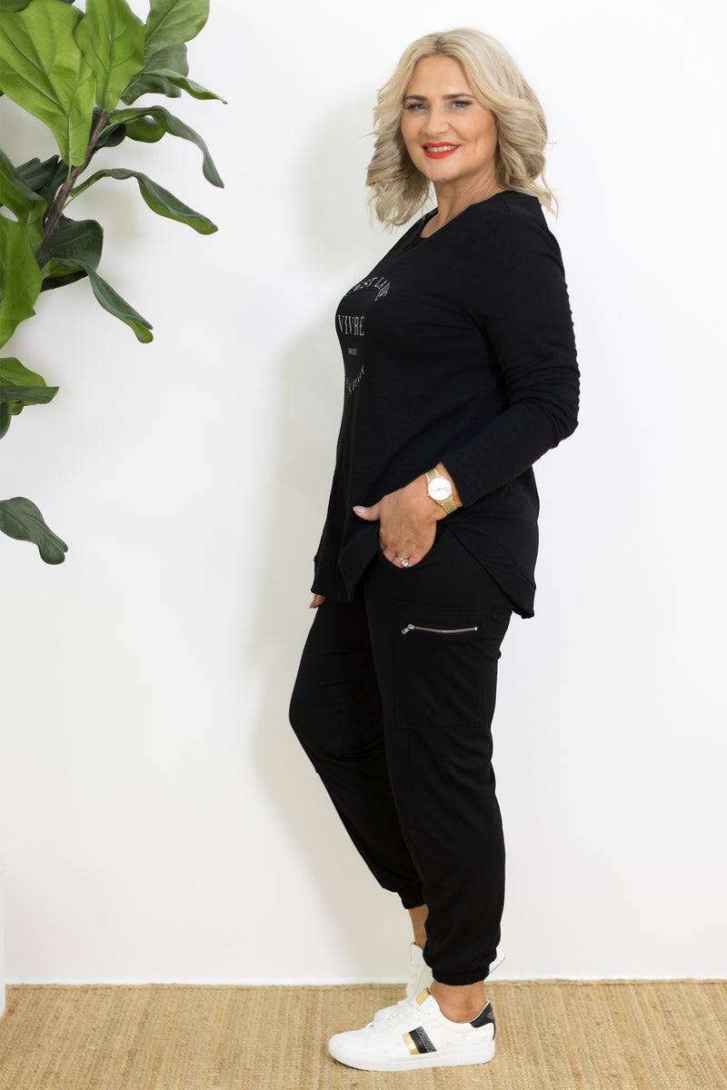 Essentials Long Slv Tee | Black