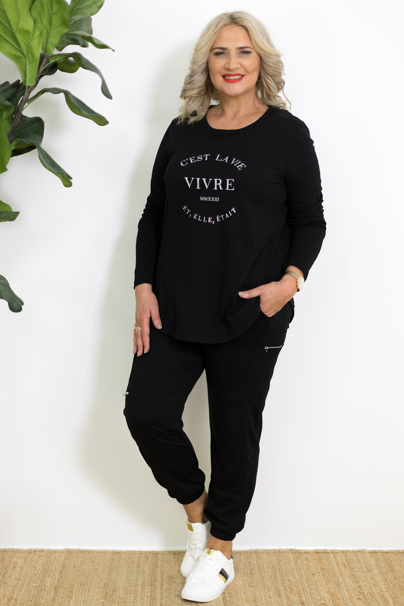 Essentials Long Slv Tee | Black
