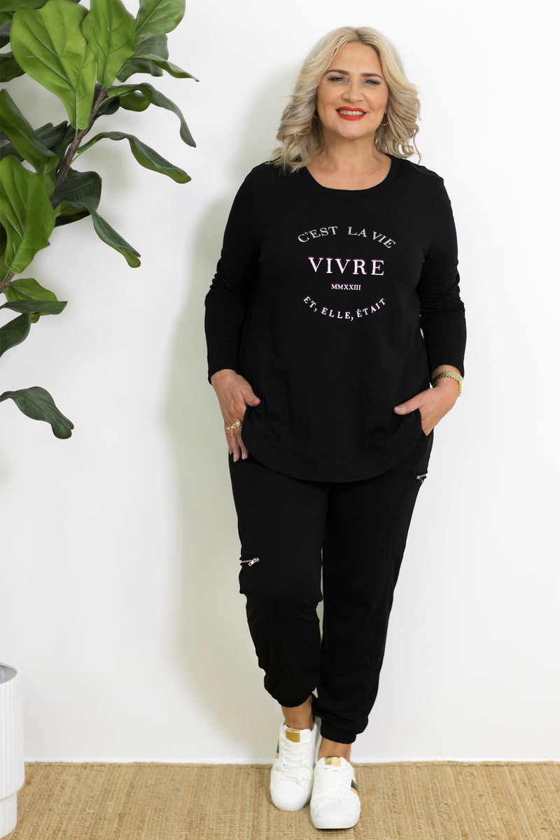Essentials Long Slv Tee | Black