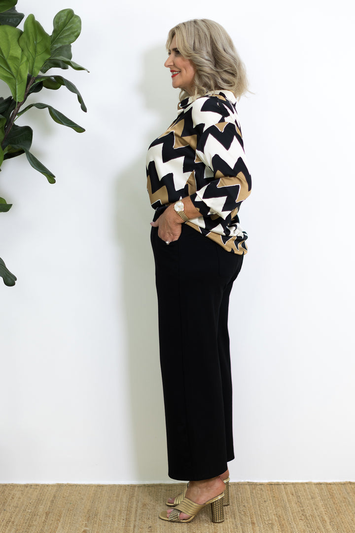 Deluxe Ponti Wide Leg Pant | Black