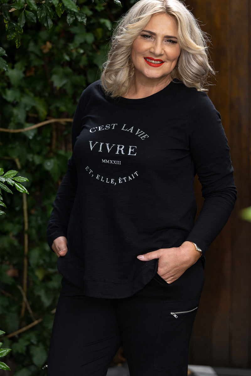 Essentials Long Slv Tee | Black