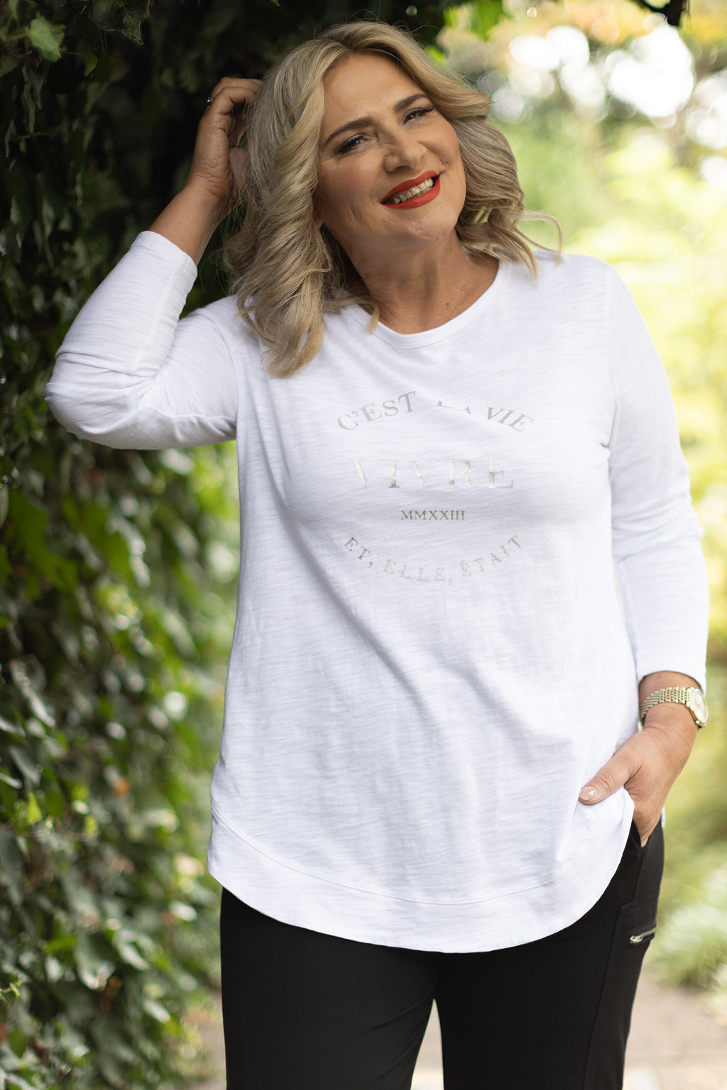 Essentials Long Slv Tee | White