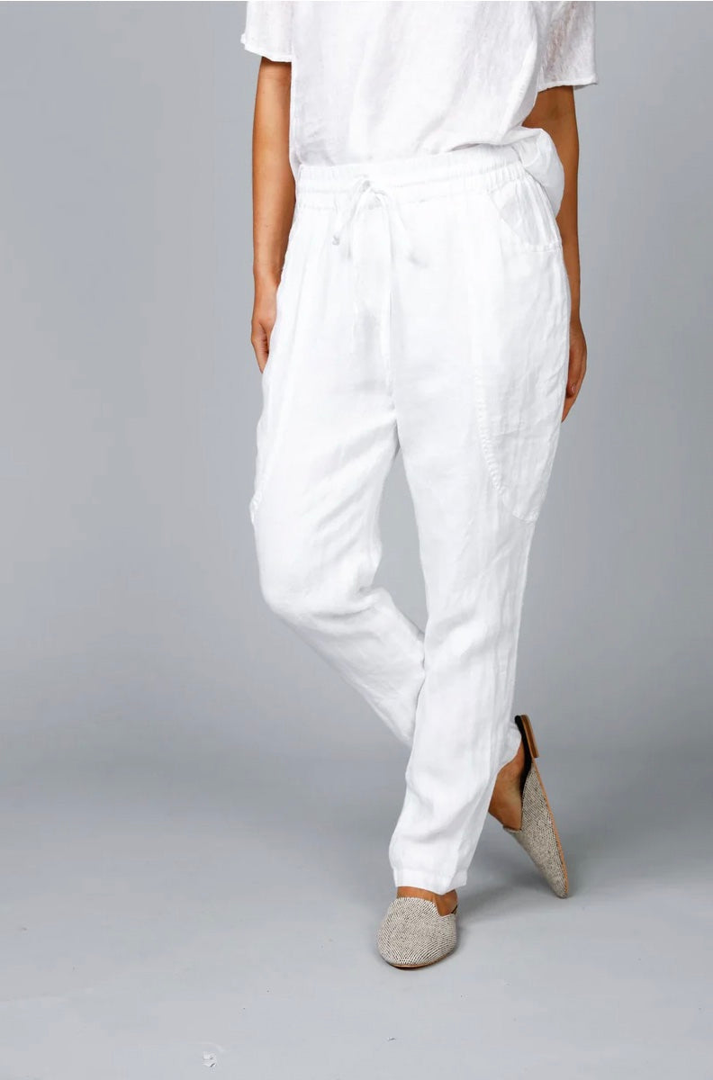 White | Soho Linen Pants