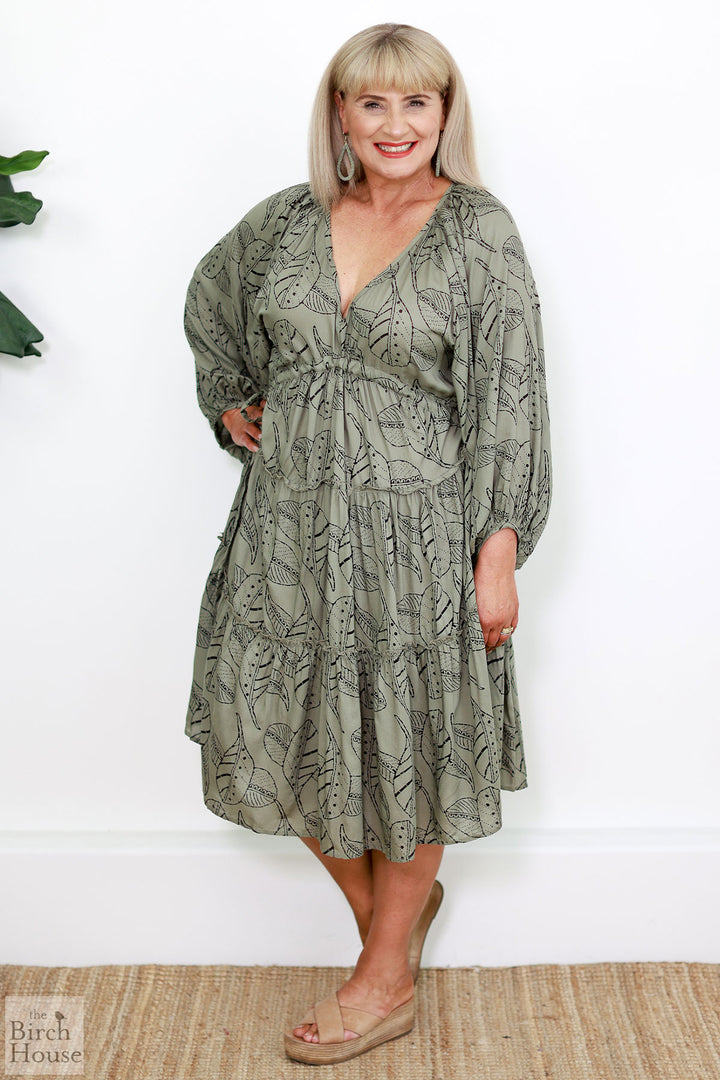 Halo Dress | Sage LEAF PRINT
