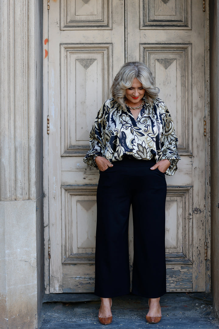Deluxe Ponti Wide Leg Pant | Black