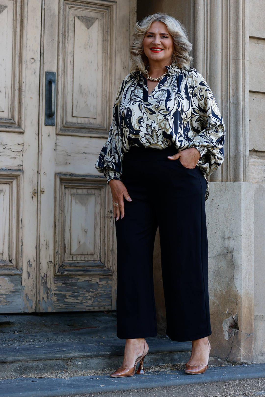 Deluxe Ponti Wide Leg Pant | Black
