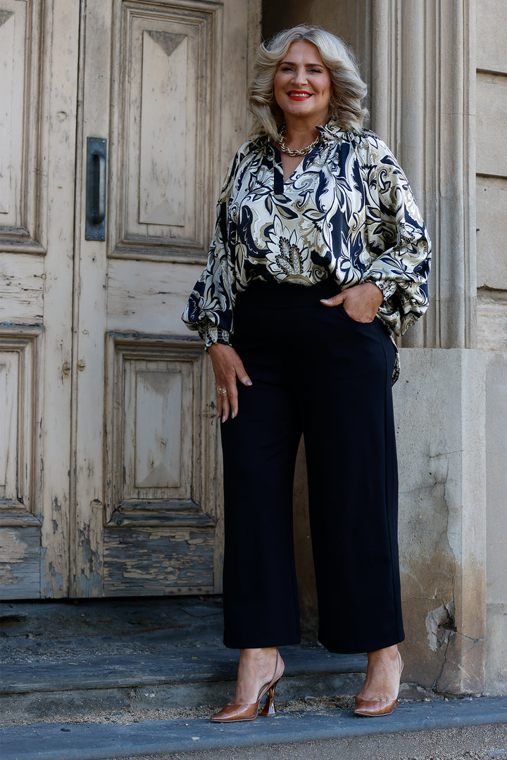 Deluxe Ponti Wide Leg Pant | Black