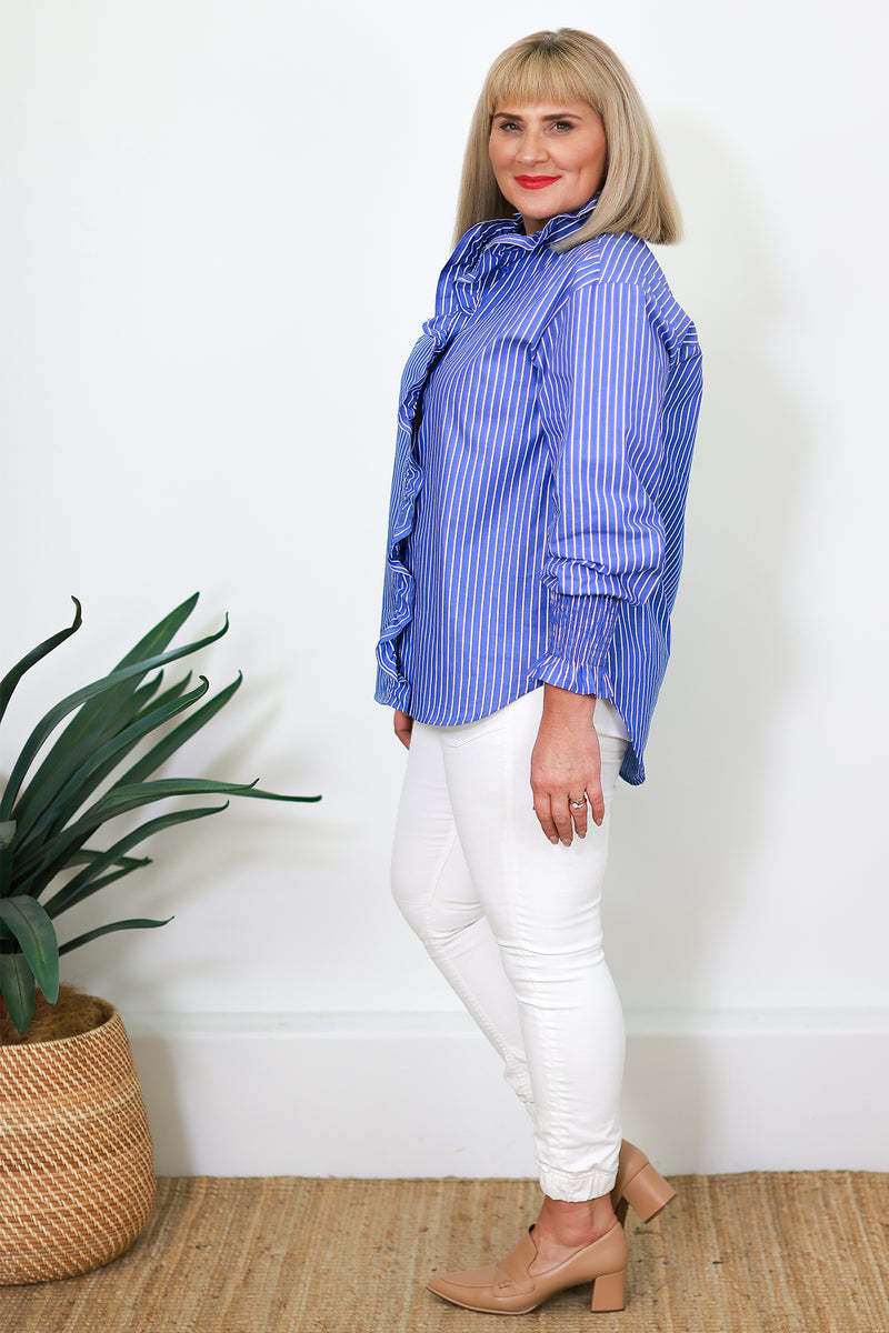 Romance Ruffles Shirt | Blue