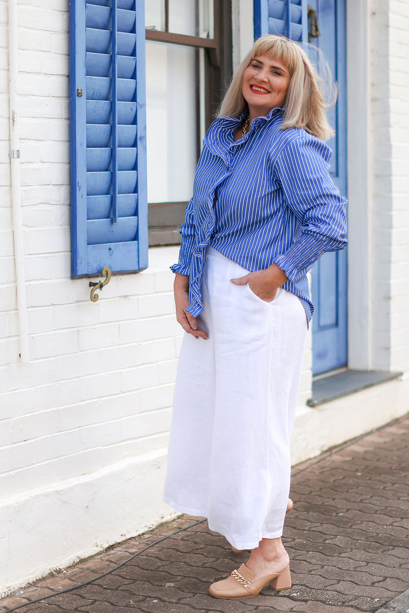 Romance Ruffles Shirt | Blue
